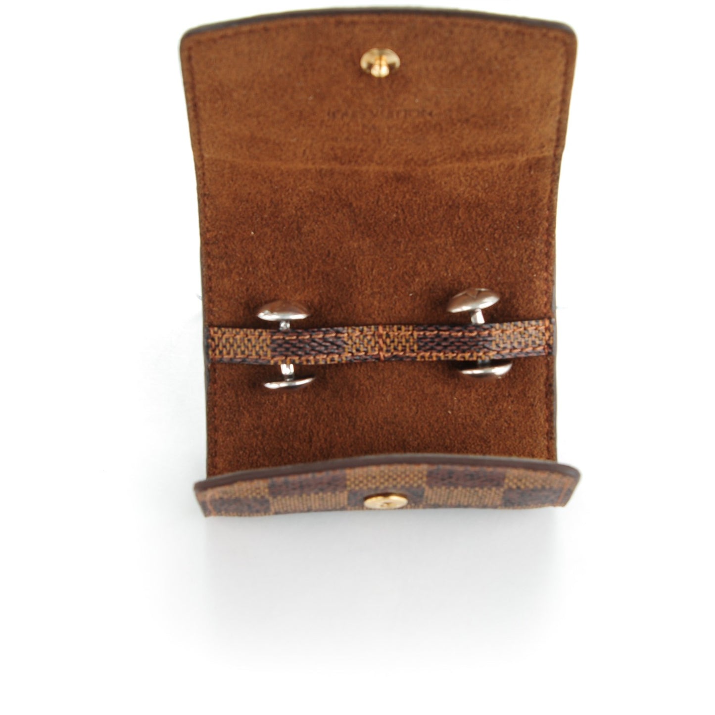Silver Motif Cufflinks w Damier Ebene Case
