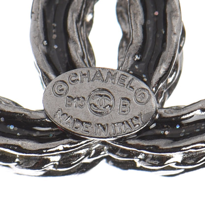 Chanel Ruthenium Crystal CC Earrings Silver Black 4 of 5