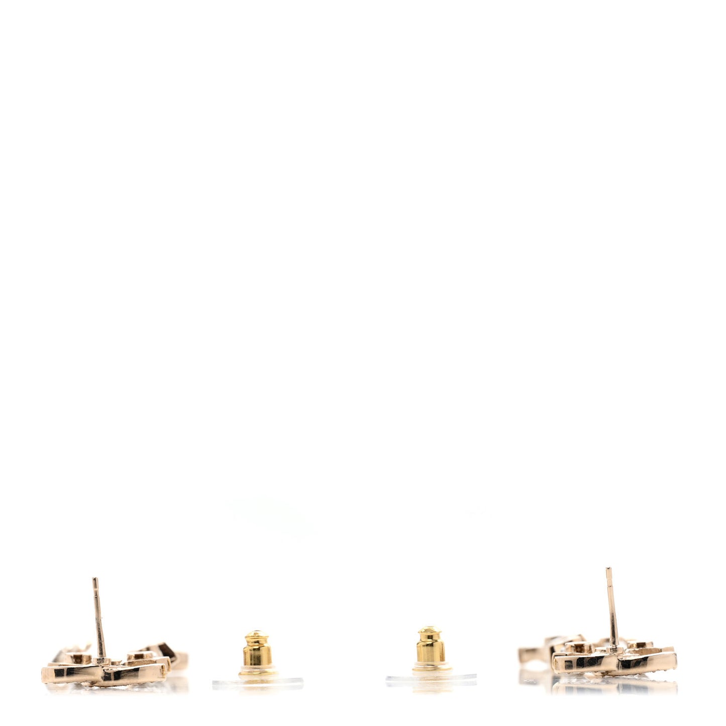 Crystal Pearl CC Shell Drop Earrings Light Gold