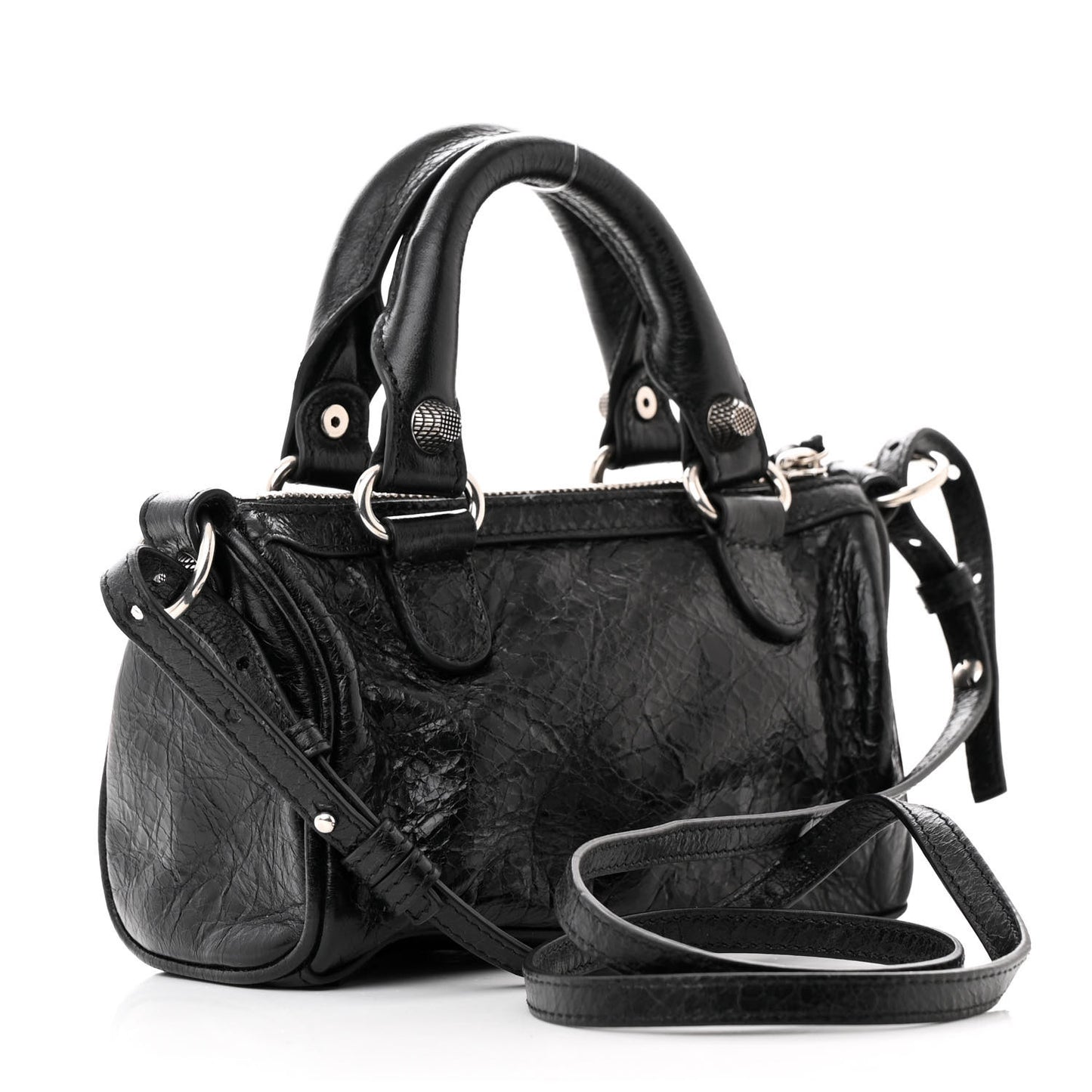 Agneau Arena Crystal Neo Nano Cagole Handbag Black