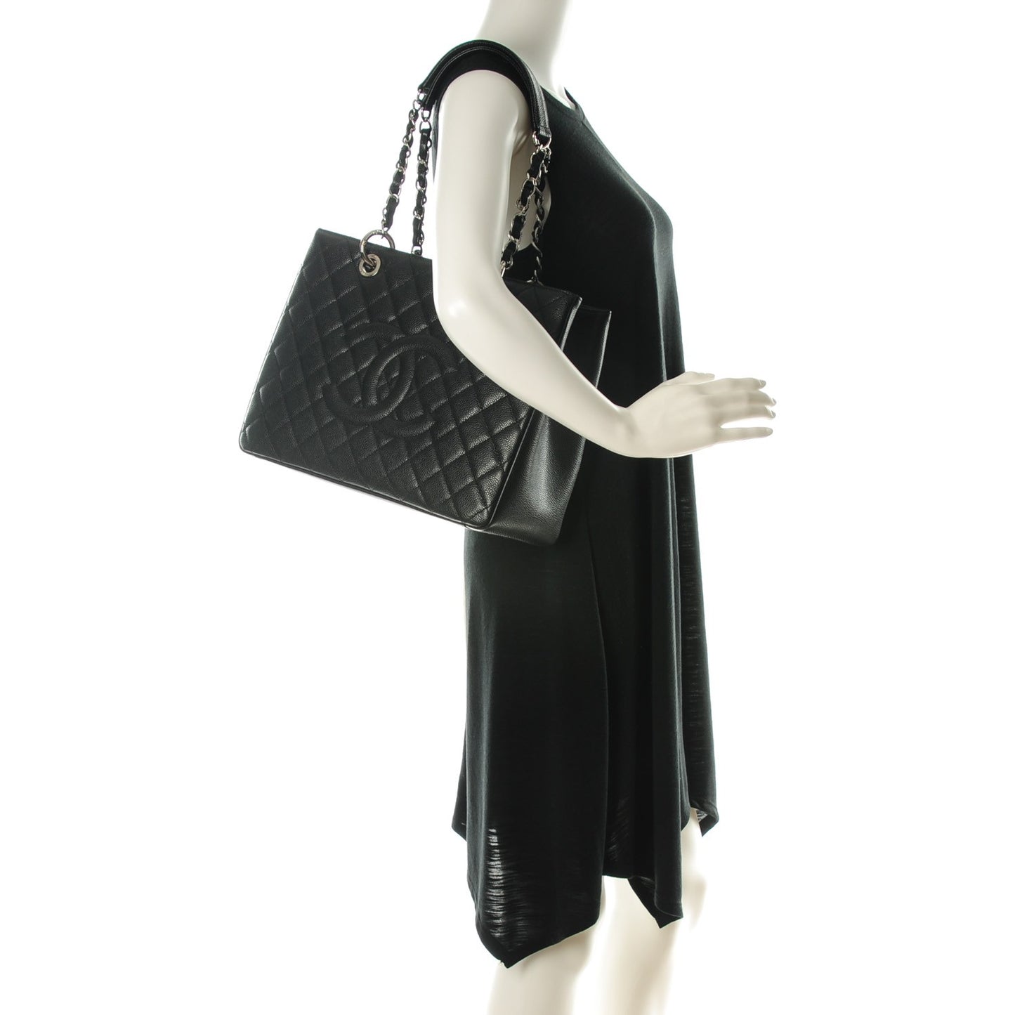 Caviar Quilted Grand Shopping Tote GST Black