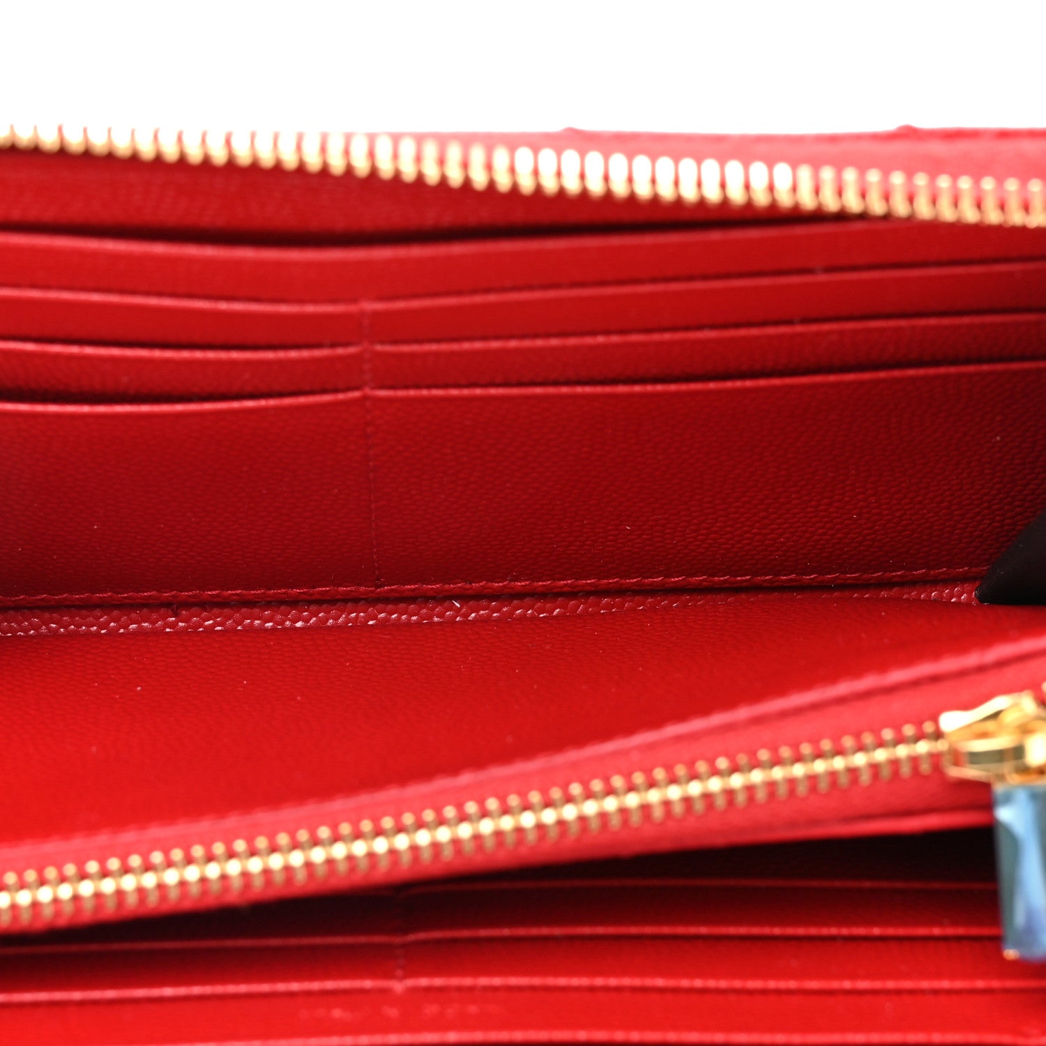 Saint Laurent Grain De Poudre Matelasse Chevron Monogram Zip Around Wallet Rouge Eros 6 of 9