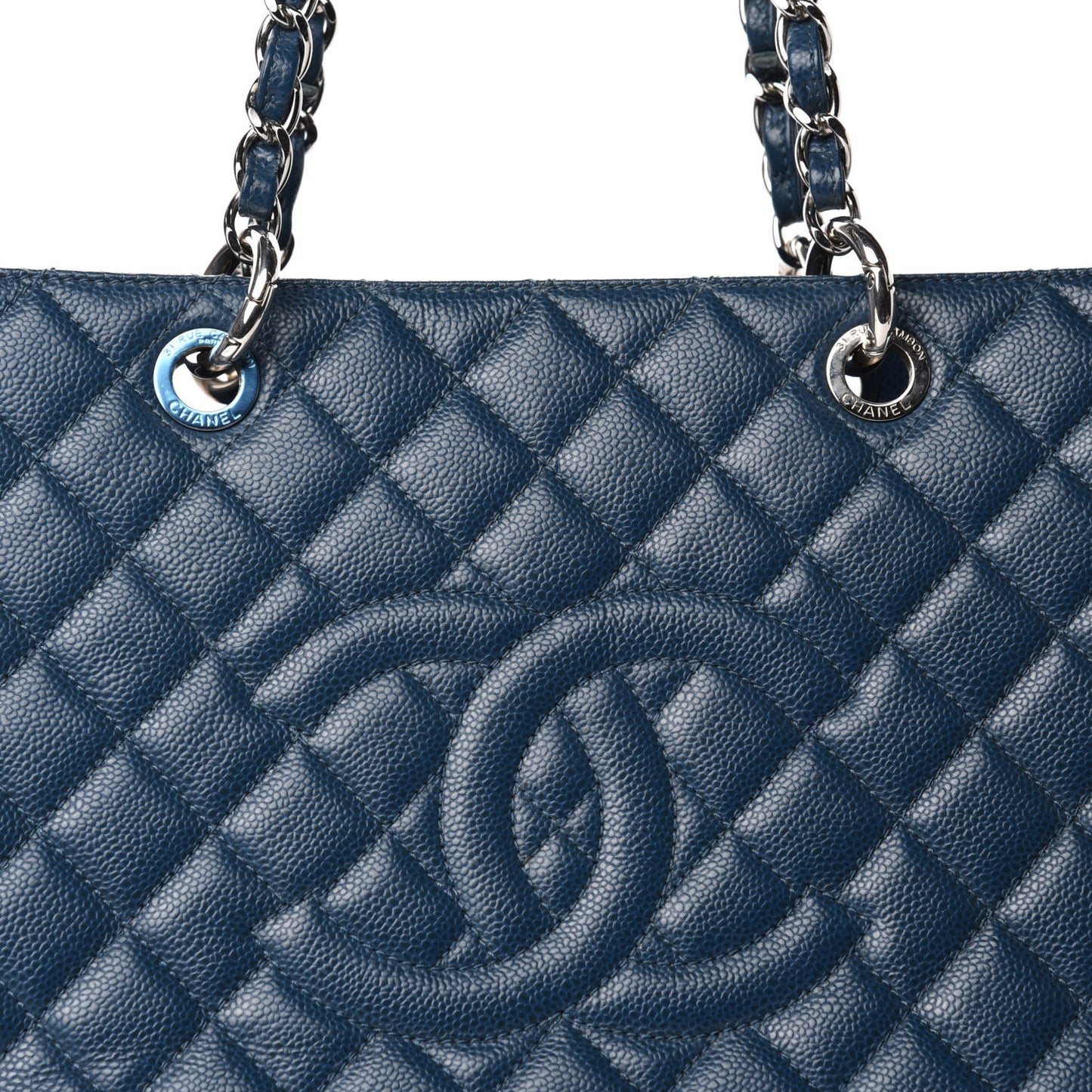 Caviar Quilted XL Grand Shopping Tote GST Dark Blue