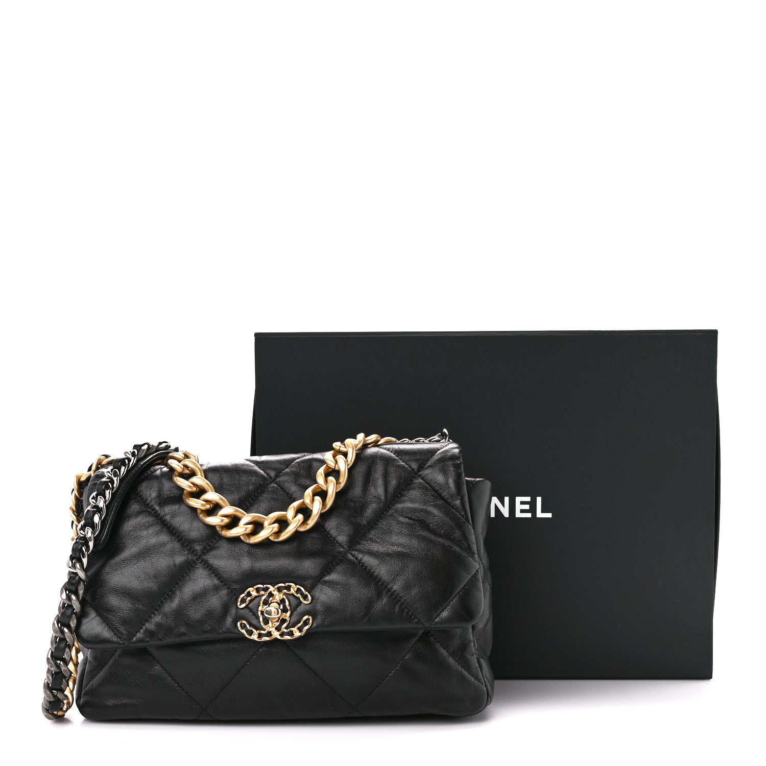 Chanel Goatskin Quilted Large Chanel 19 Flap Black 11 of 11