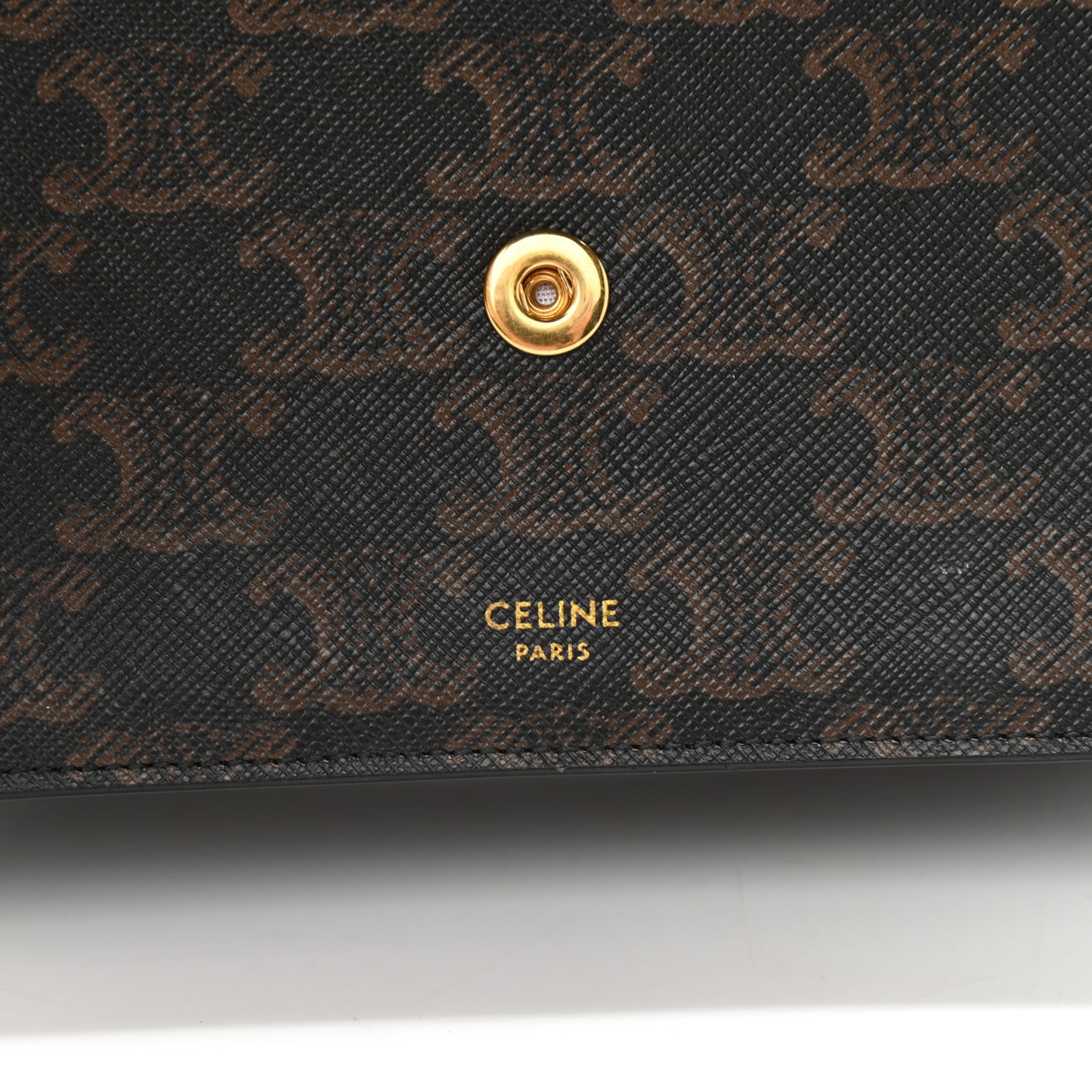 Triomphe Canvas Lambskin Wallet On Strap Tan