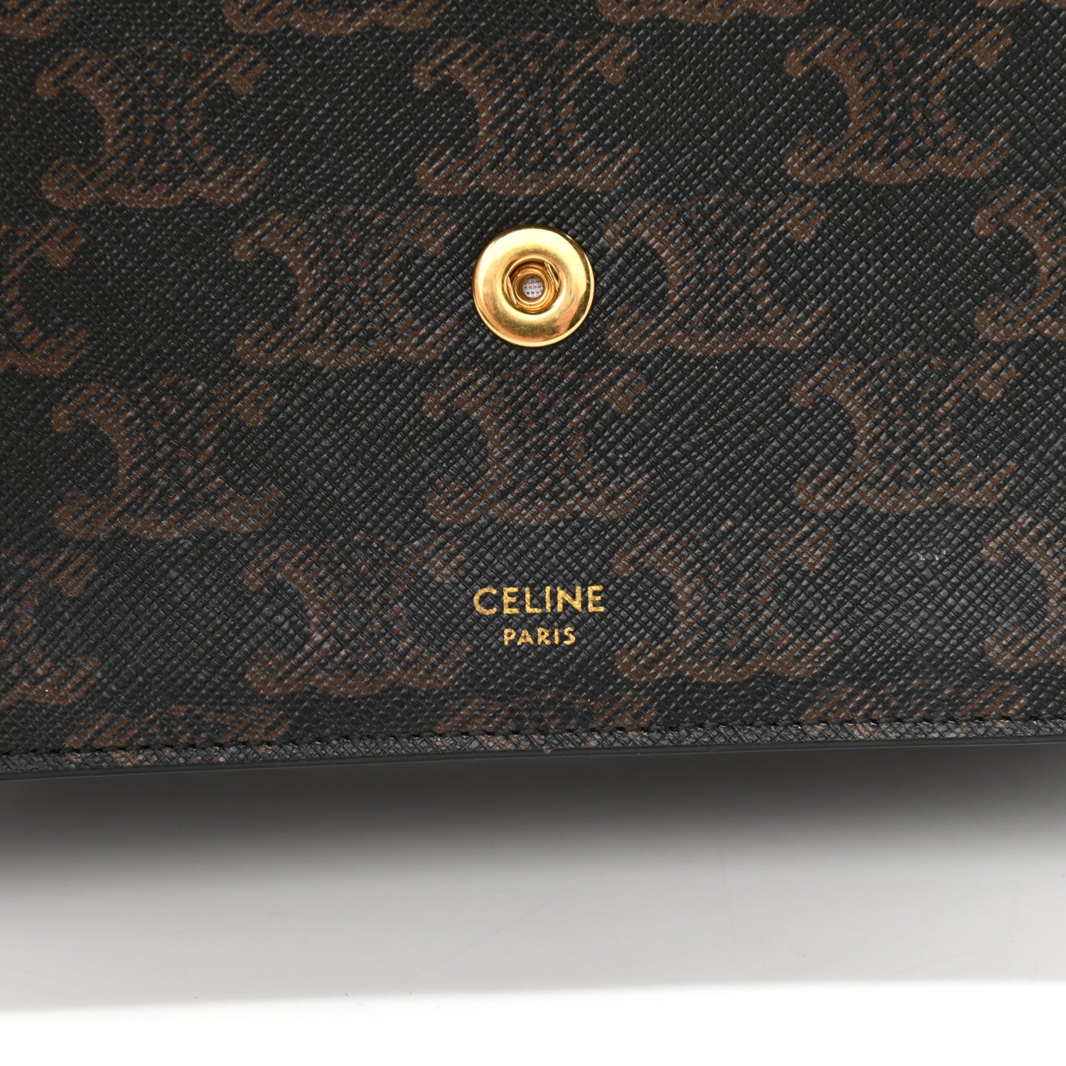 Celine Triomphe Canvas Lambskin Wallet On Strap Tan 6 of 12