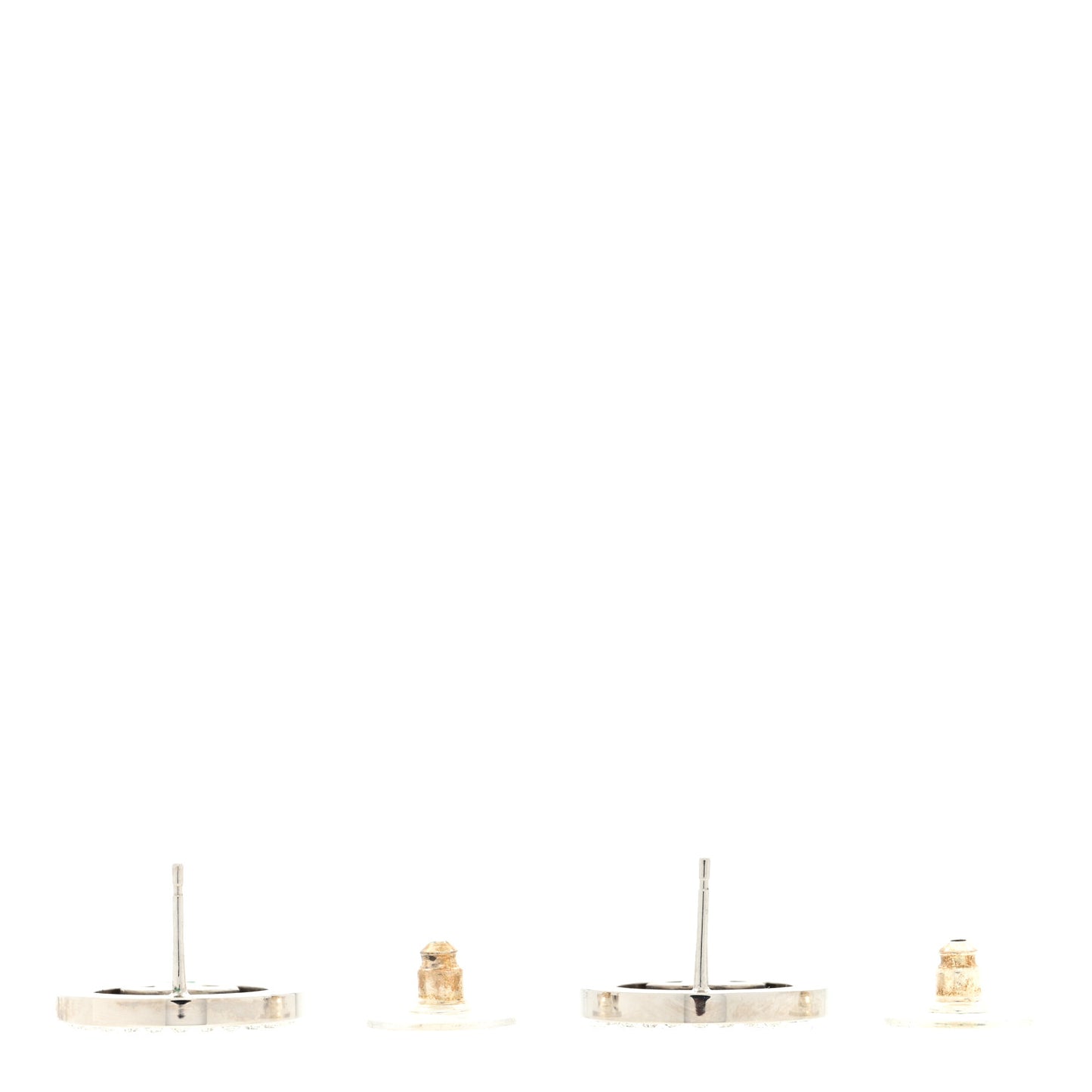 Crystal CC Round Earrings Silver
