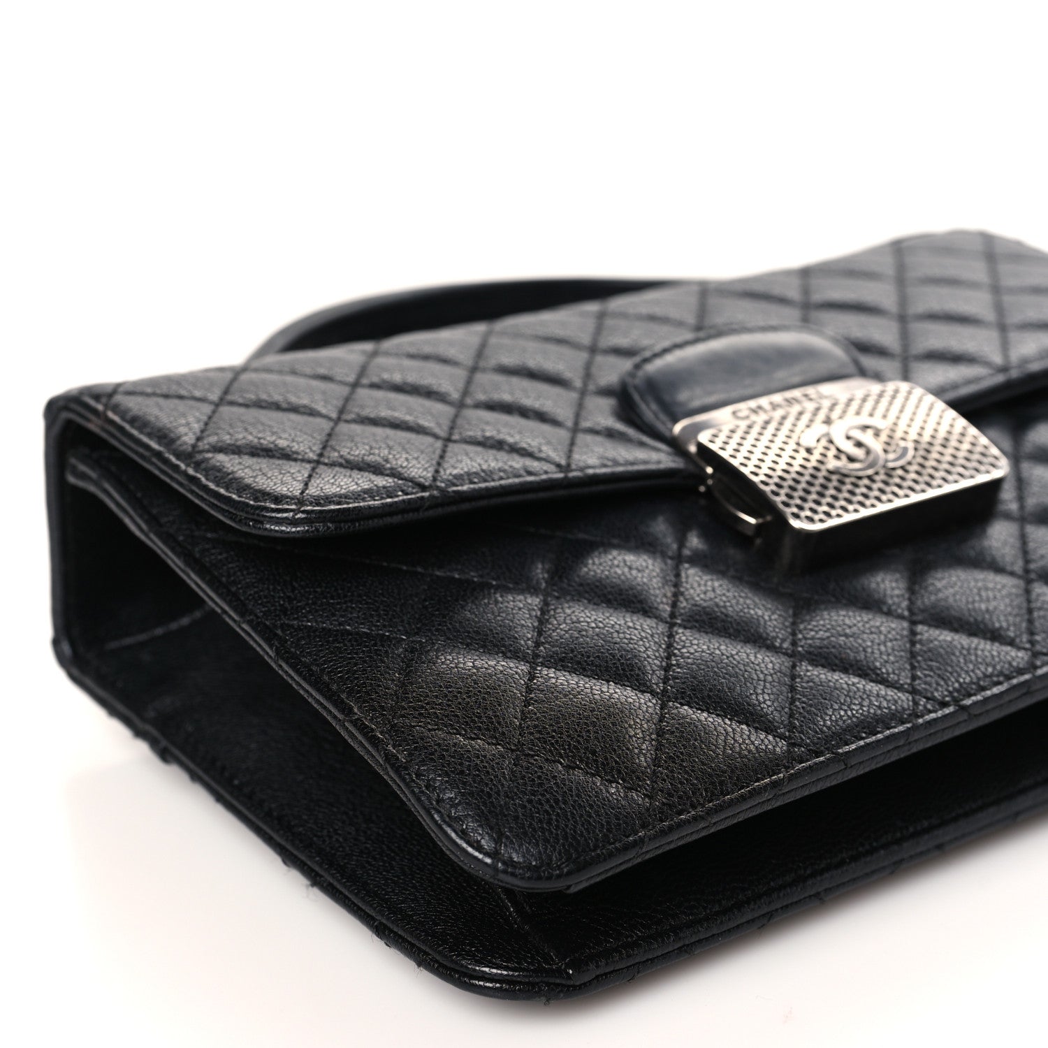 Chanel Goatskin Quilted Small CC University Top Handle Flap Black 8 of 9