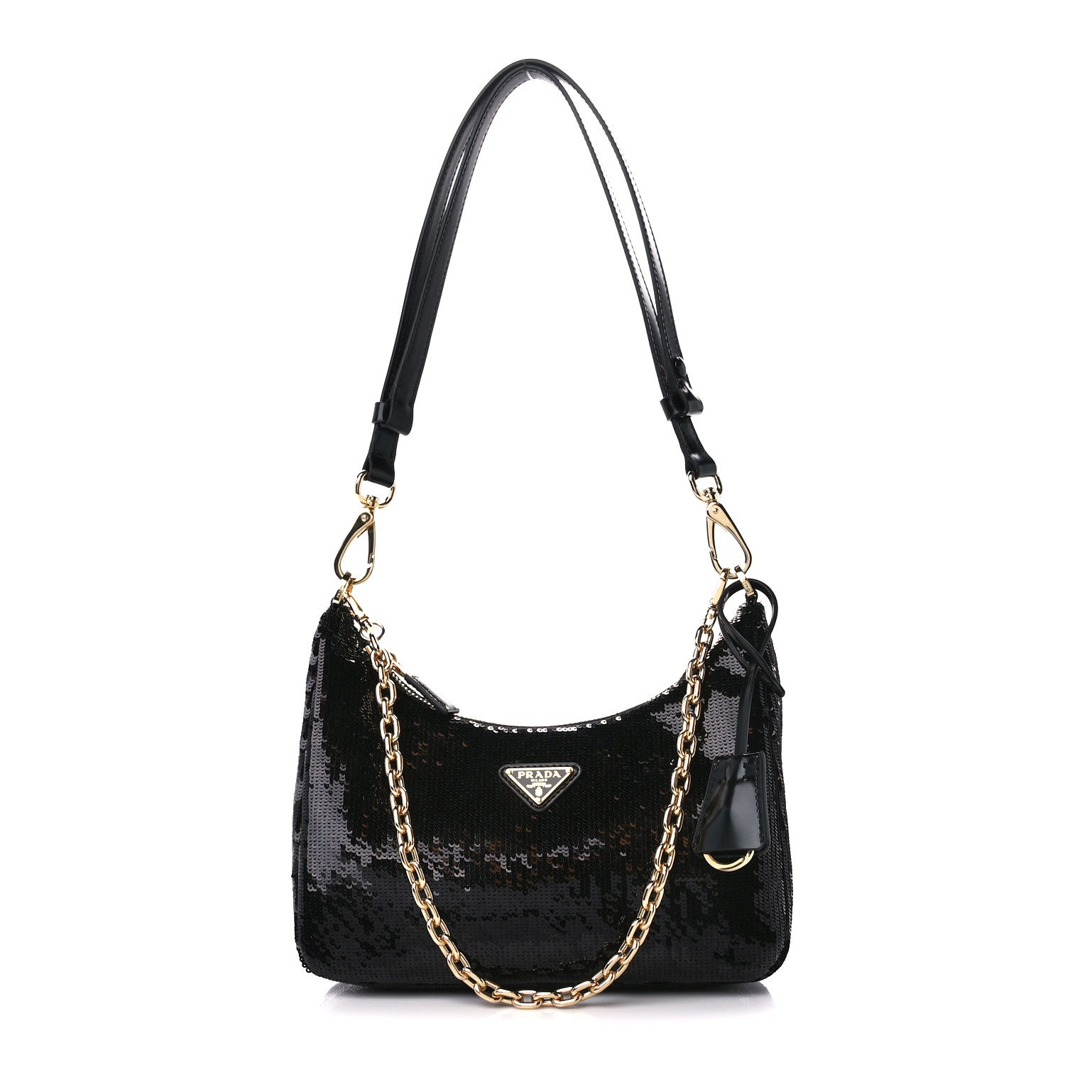 Prada Sequin Mini Re-Edition 2000 Shoulder Bag Black 1 of 10