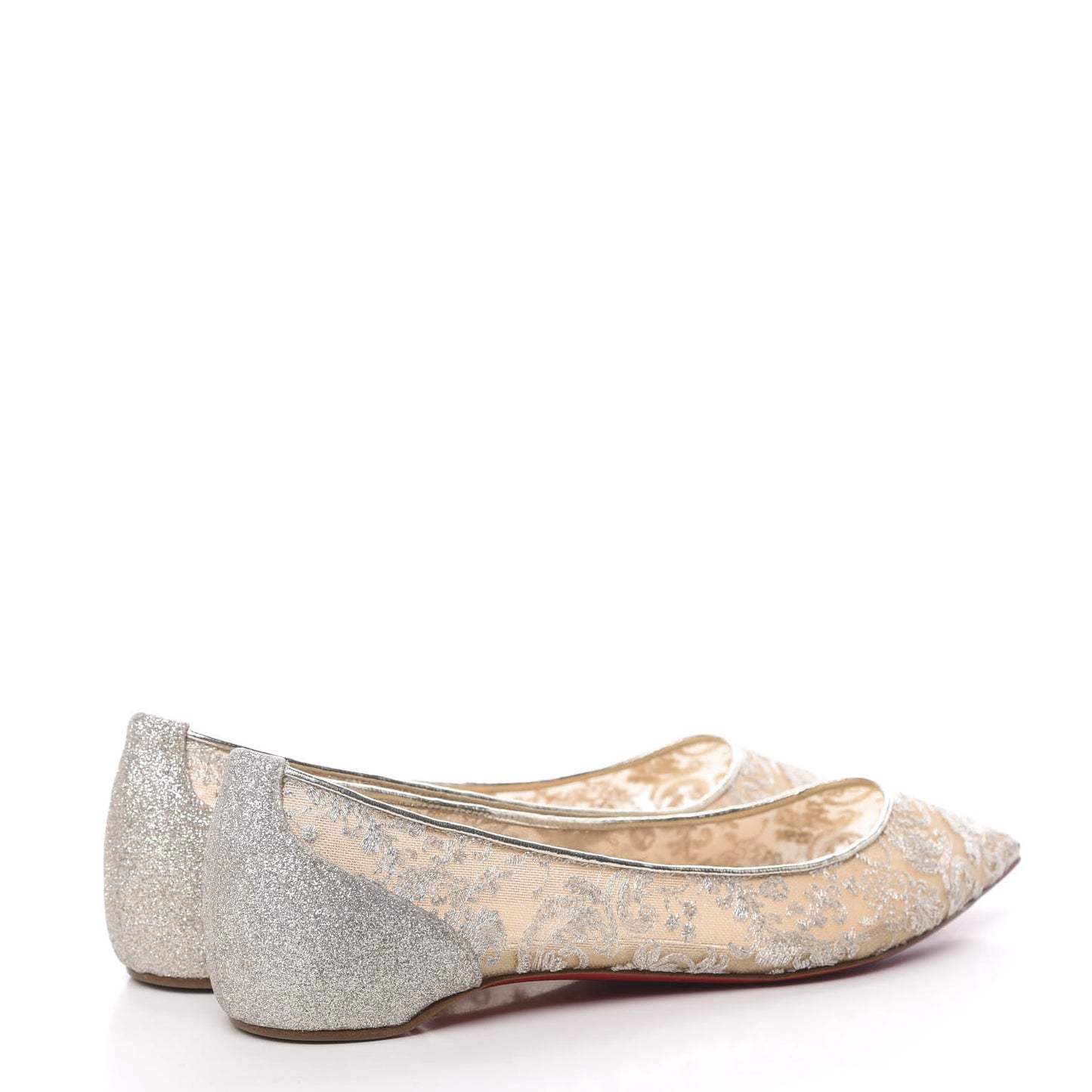 Kid Rete Lace Follies Ballerina Flat 39 Silver