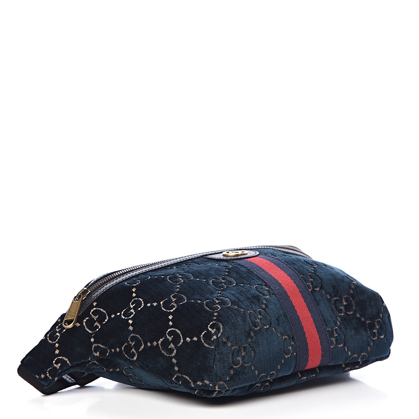 Velvet GG Monogram Web Belt Bag Blue Beige