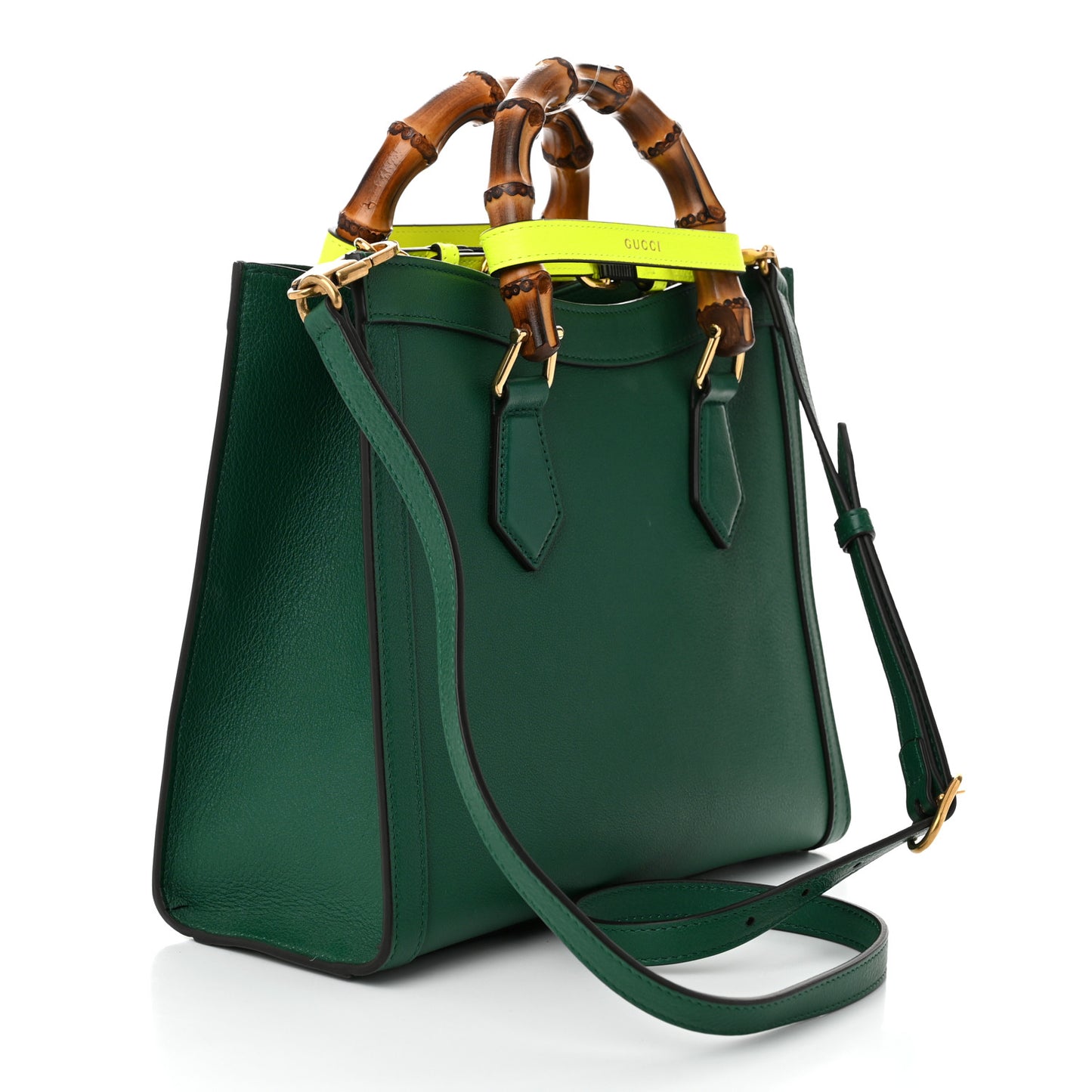 Wonka Grain Calfskin Small Diana Tote Bag Green Yellow Fluo