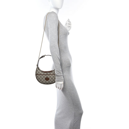 Gucci GG Supreme Monogram Azalea Calfskin Mini Retro Interlocking G Half Moon Bag Beige Ebony Brown Sugar 2 of 11