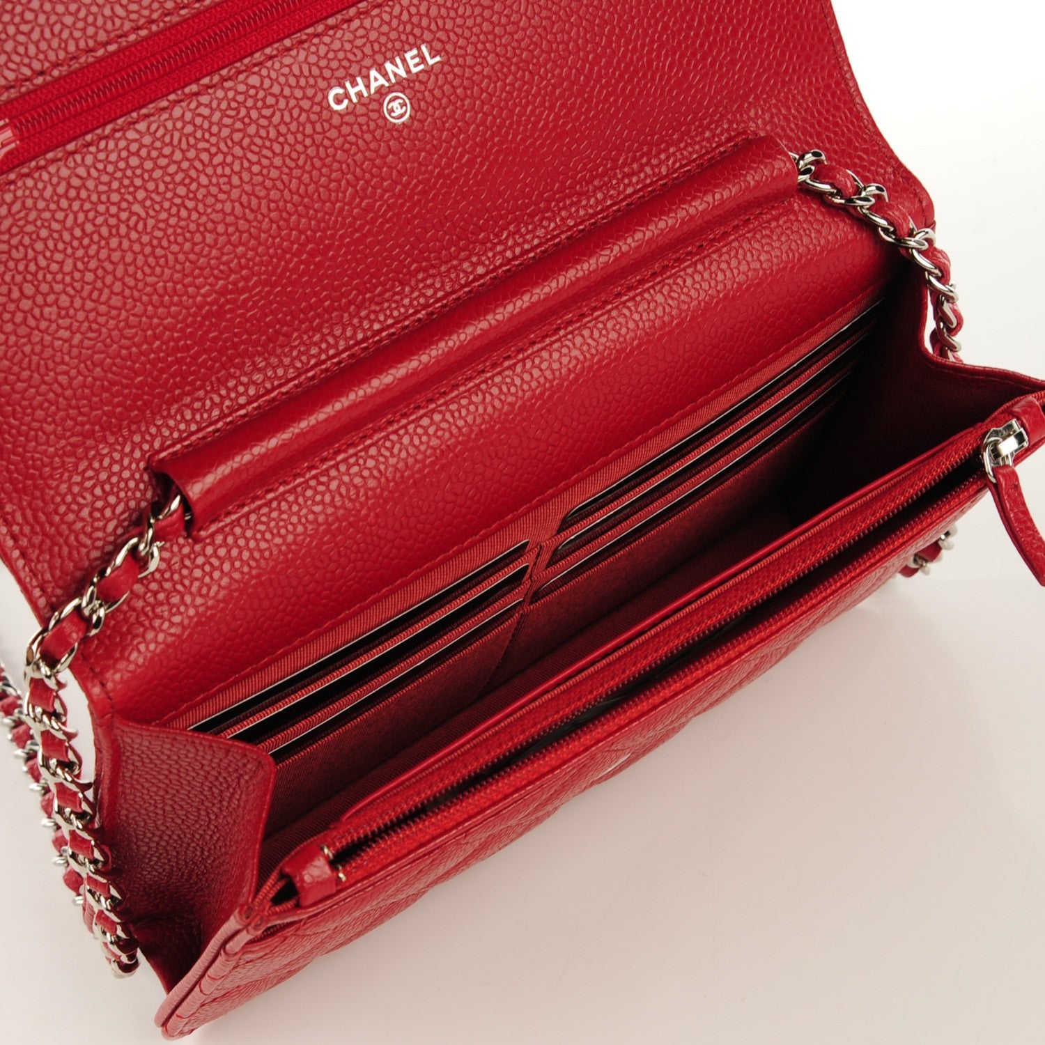 Chanel Caviar Quilted Wallet On Chain WOC Dark Red 5 of 8