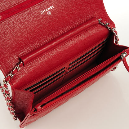 Chanel Caviar Quilted Wallet On Chain WOC Dark Red 5 of 8