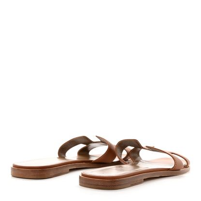 Hermes Box Calfskin Oran Sandals 38 Gold 4 of 10
