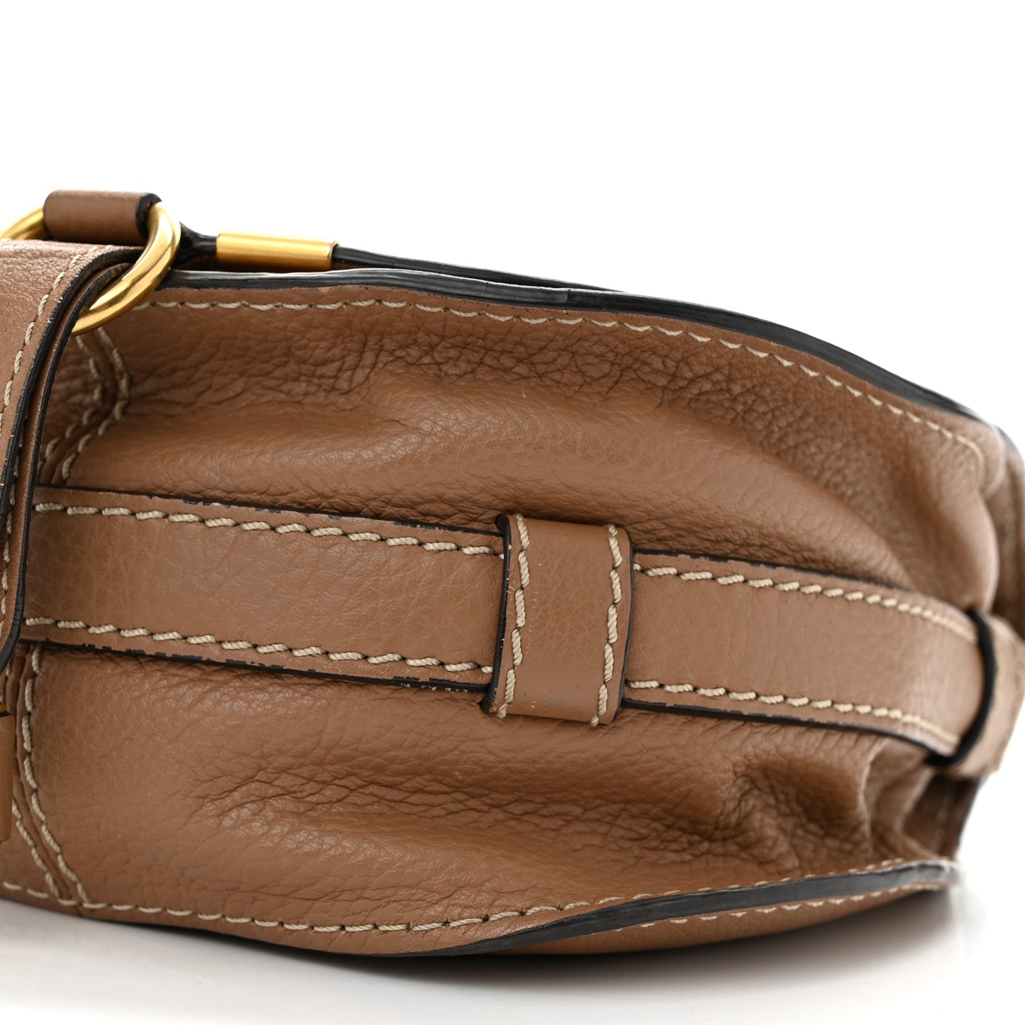 Grained Calfskin Small Marcie Saddle Bag Nut