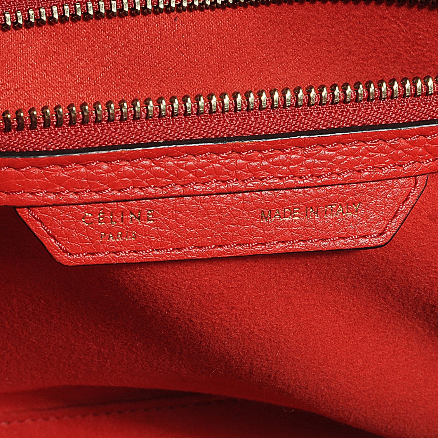 Celine Pebbled Leather Mini Luggage Coquelicot 3 of 9