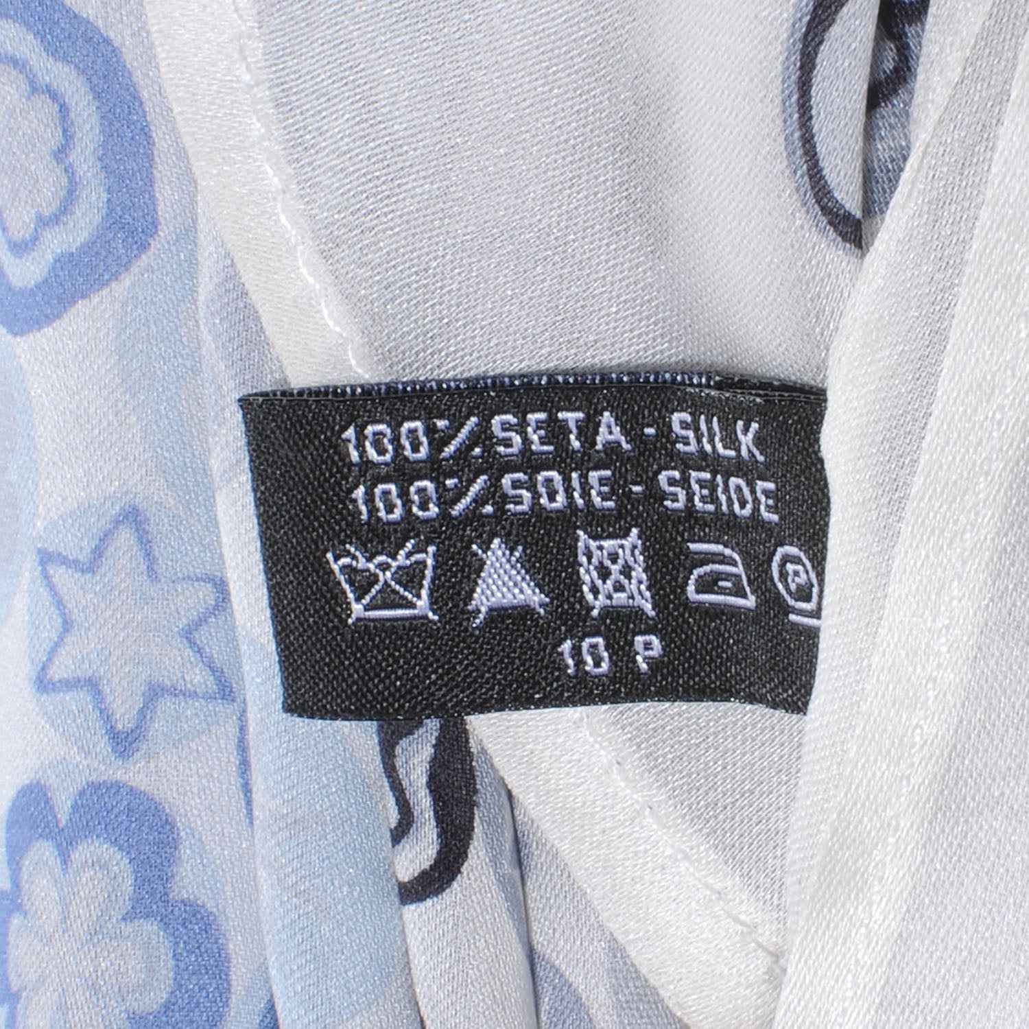 Chanel Silk CC Symbols Scarf Blue 9 of 9