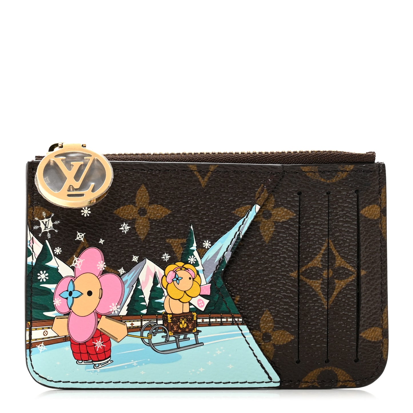 Monogram 2023 Christmas Animation Alpine Zipped Romy Card Holder Pink