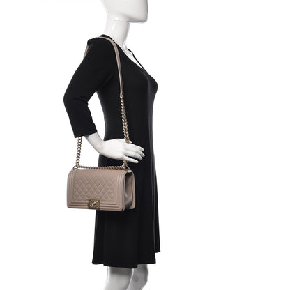 Chanel Caviar Quilted Medium Boy Flap Dark Beige 2 of 9