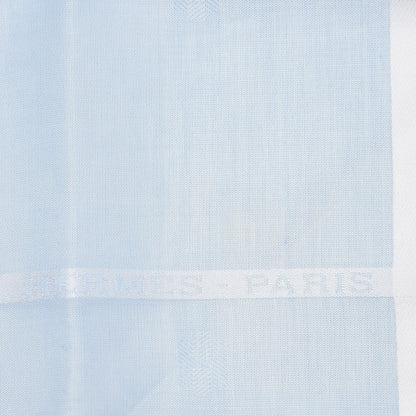 Hermes Cotton Hankachi Handkerchief Gift Set H Passant Jacquard d'H Bleu Ciel Bleu 6 of 11