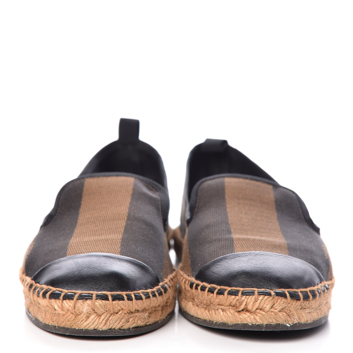 Fendi Canvas Pequin Espadrilles 41 Tobacco Black 2 of 11