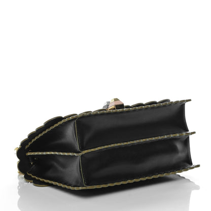 Fendi Vitello Liberty Scalloped Studded Kan I Shoulder Bag Black 4 of 7