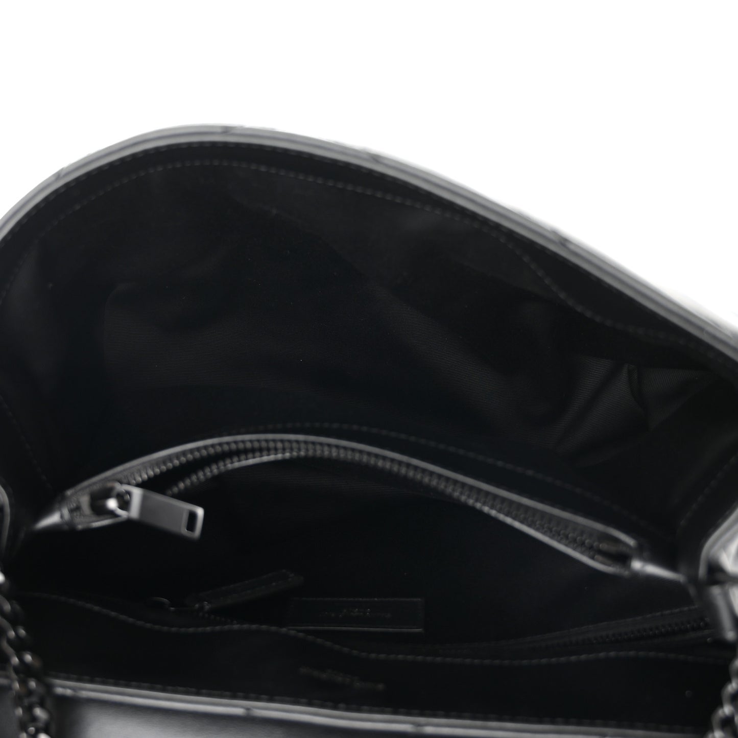 Calfskin Y Quilted Monogram Monochrome Medium Loulou Chain Satchel Black