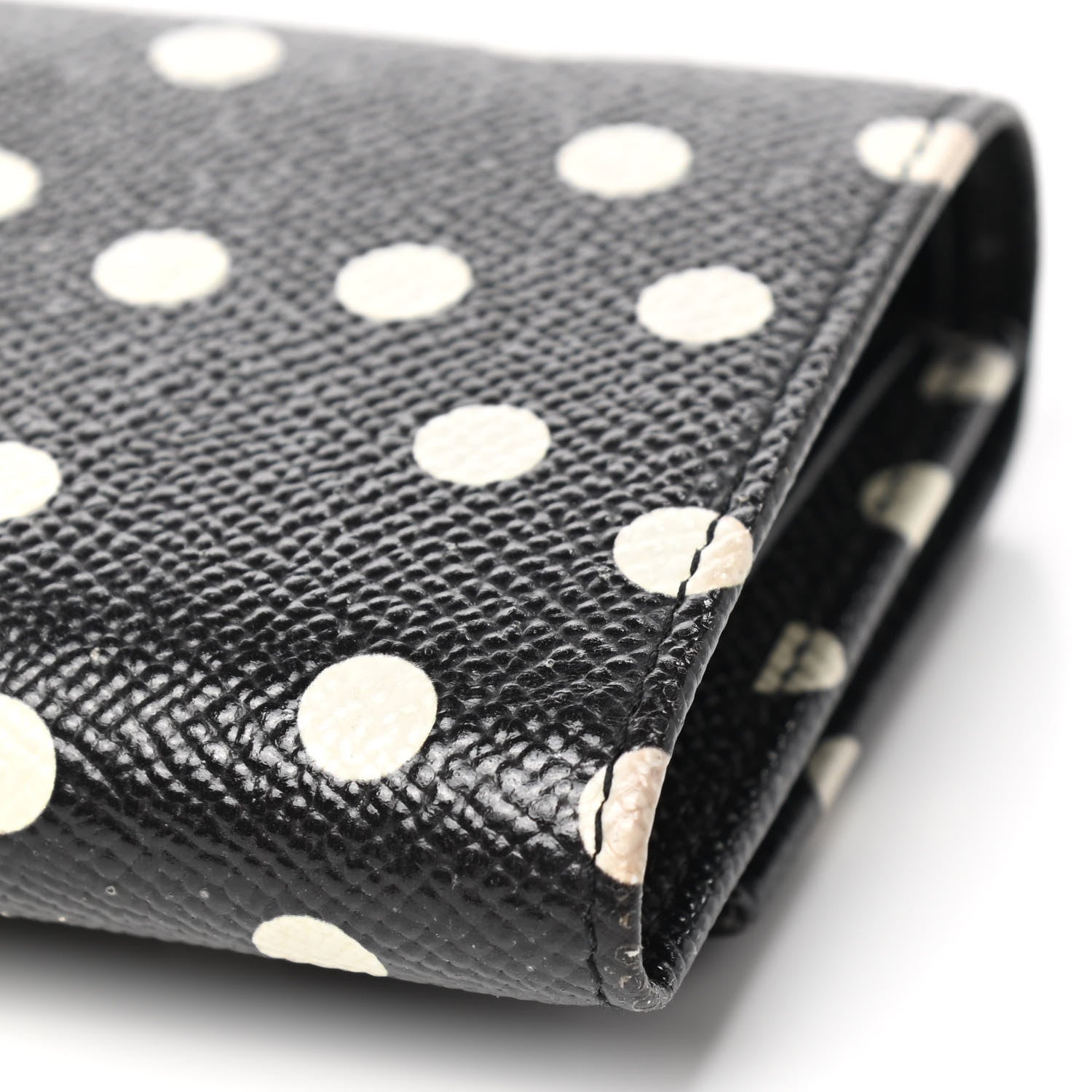 Dolce & Gabbana Dauphine Polka Dot French Flap Wallet Black White 7 of 8
