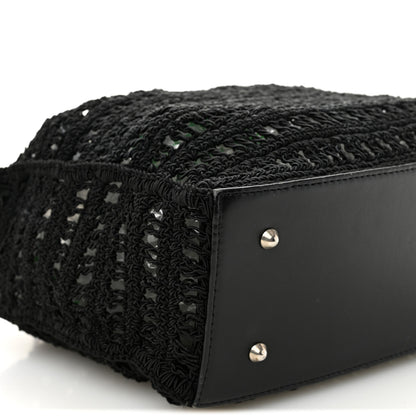 Chanel Woven Crochet Knit Tote Black 9 of 11