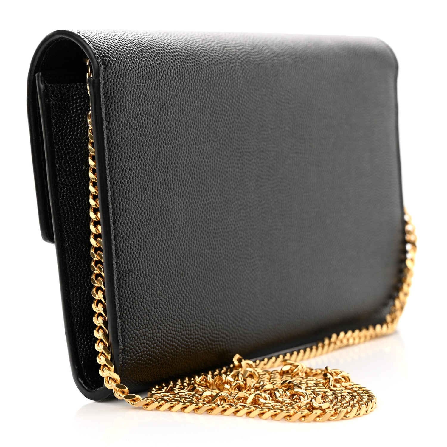 Saint Laurent Grain de Poudre Uptown Chain Wallet Black 4 of 14