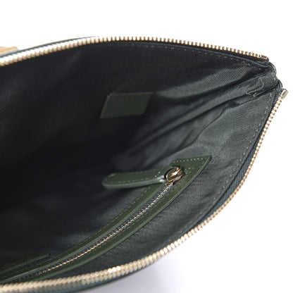 Chanel Caviar Chevron Quilted Medium Boy Zip Pouch Dark Green 4 of 10