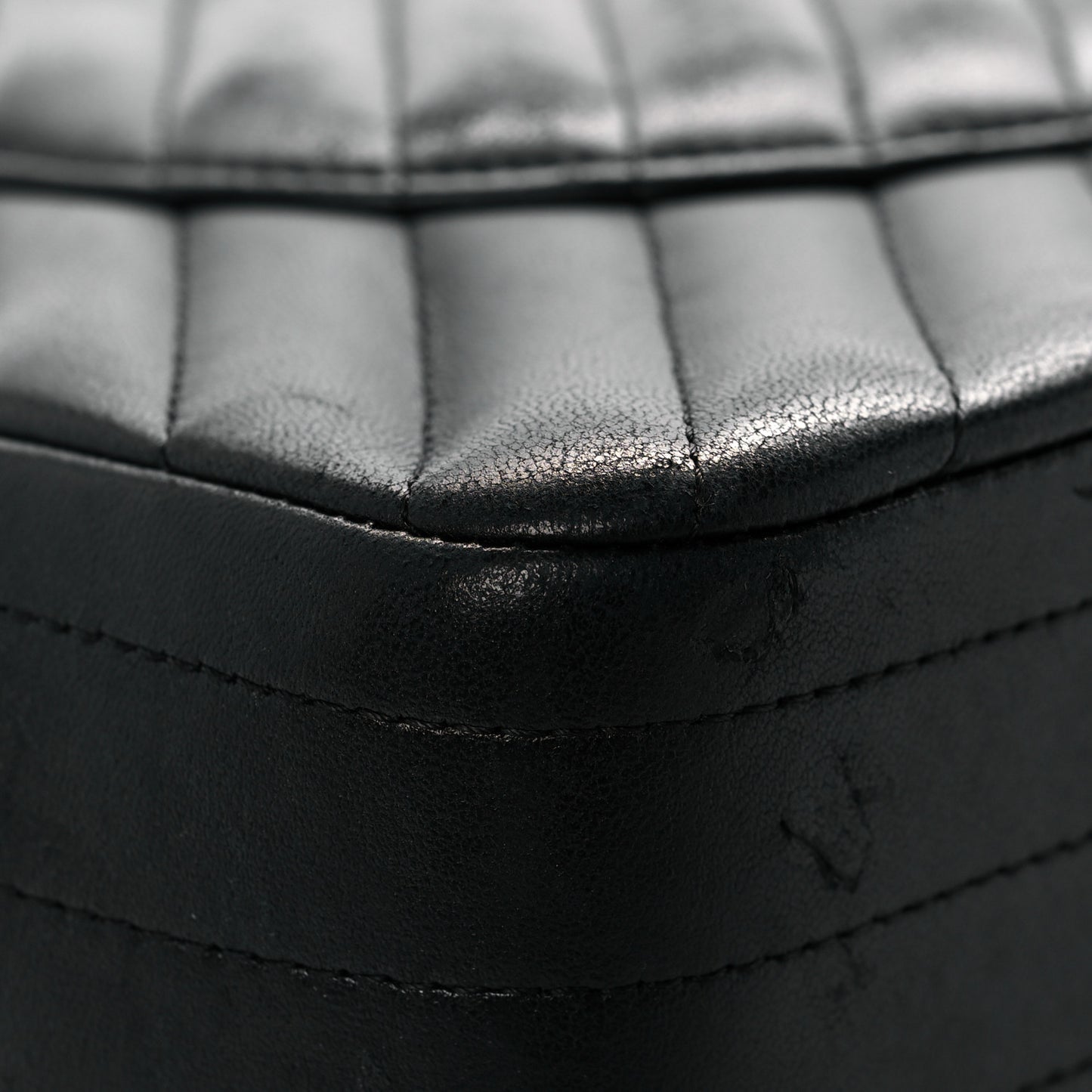 Lambskin Chevron Quilted Jumbo Double Flap Black