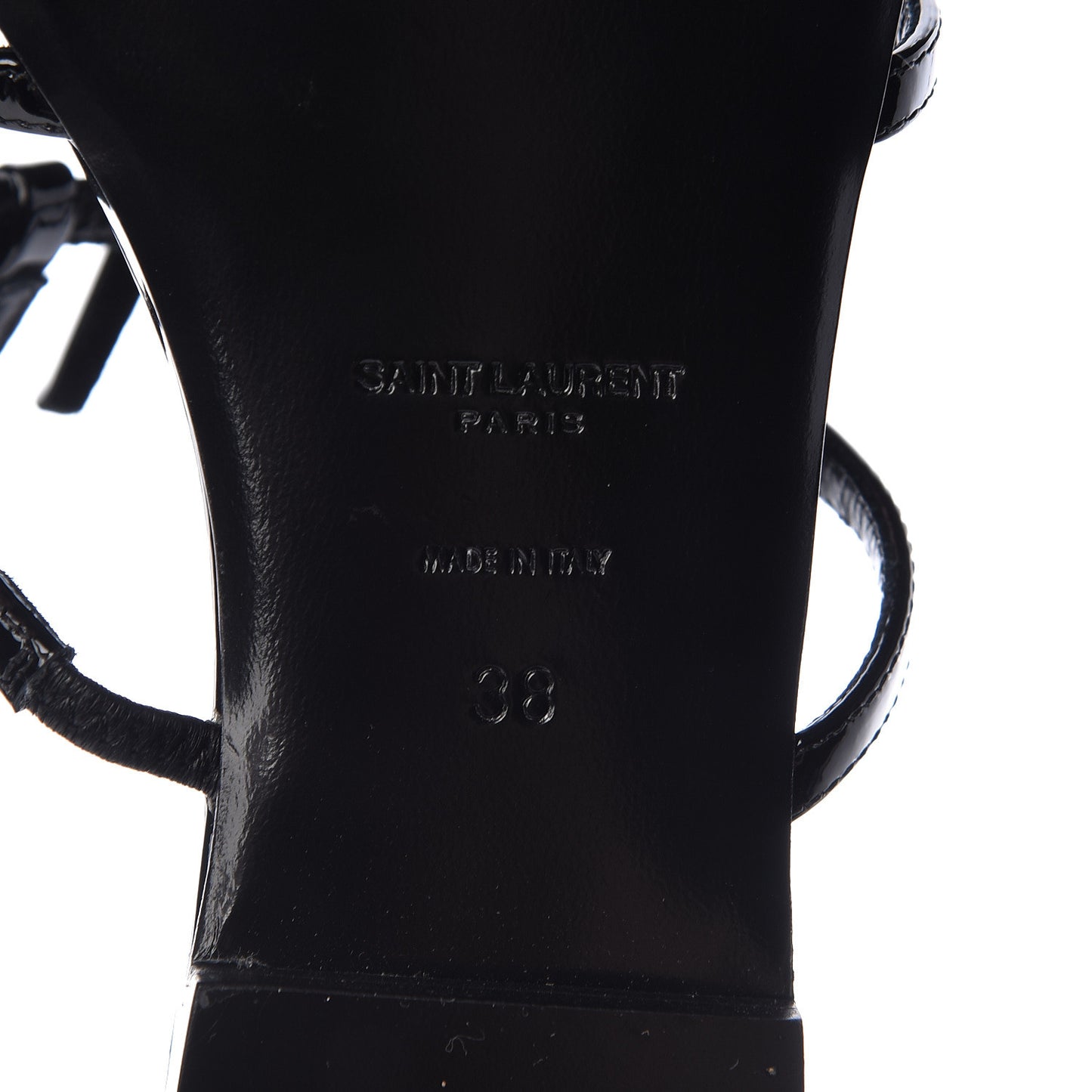Patent Calfskin Cassandra Monogram Sandals 38 Black