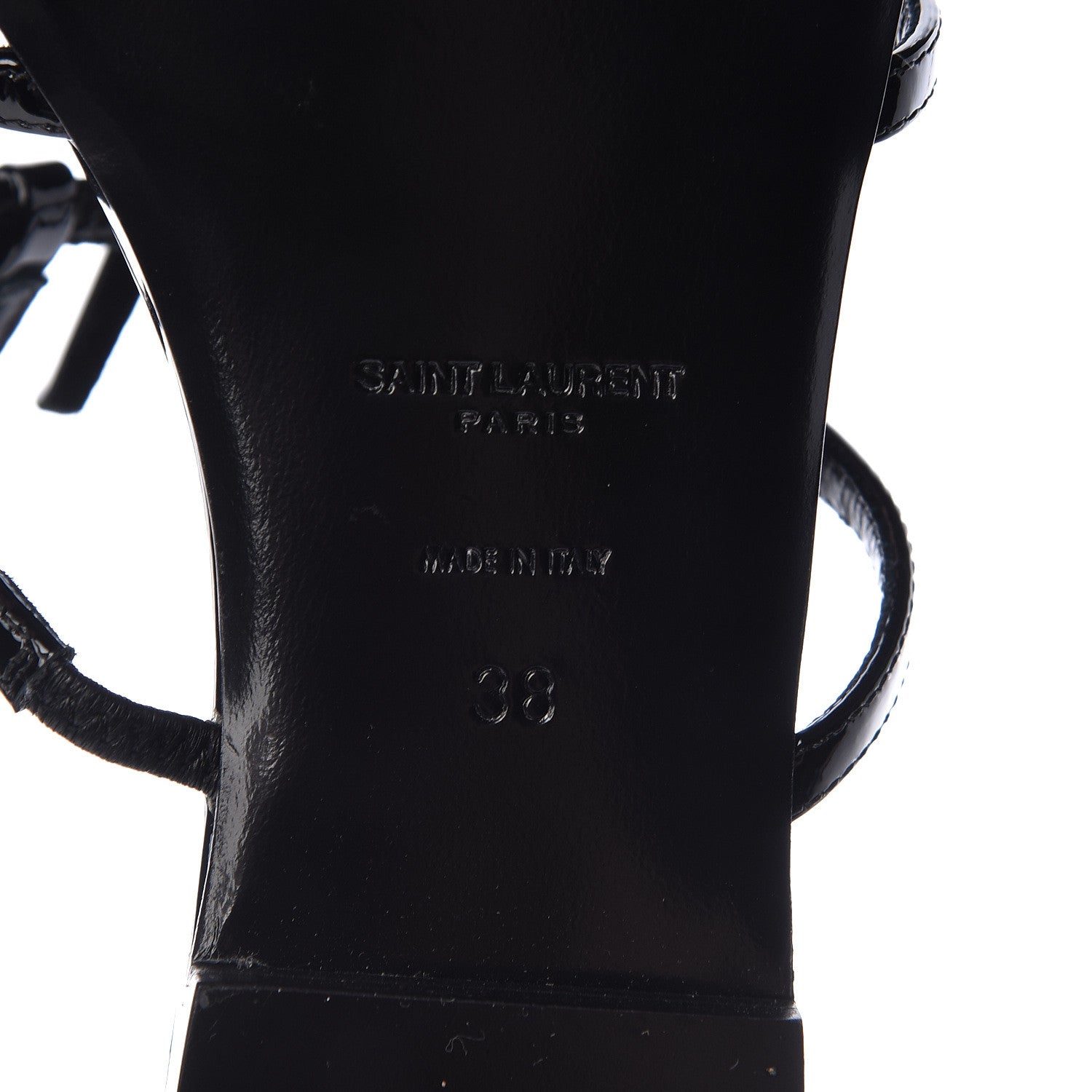 Saint Laurent Patent Calfskin Cassandra Monogram Sandals 38 Black 8 of 9