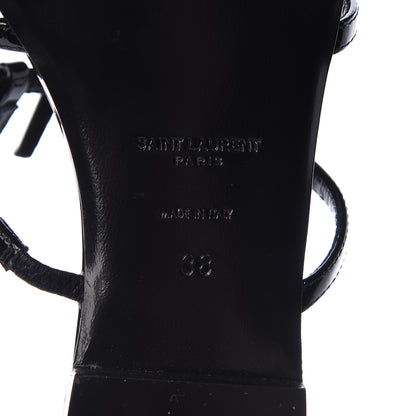 Saint Laurent Patent Calfskin Cassandra Monogram Sandals 38 Black 8 of 9