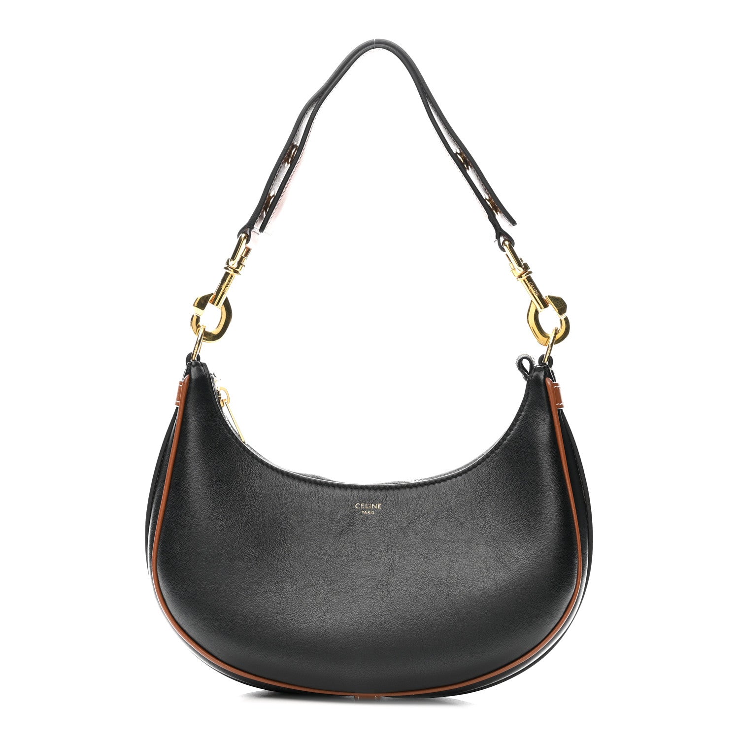 Celine Smooth Calfskin Medium Strap Ava Shoulder Bag Black Tan 1 of 12