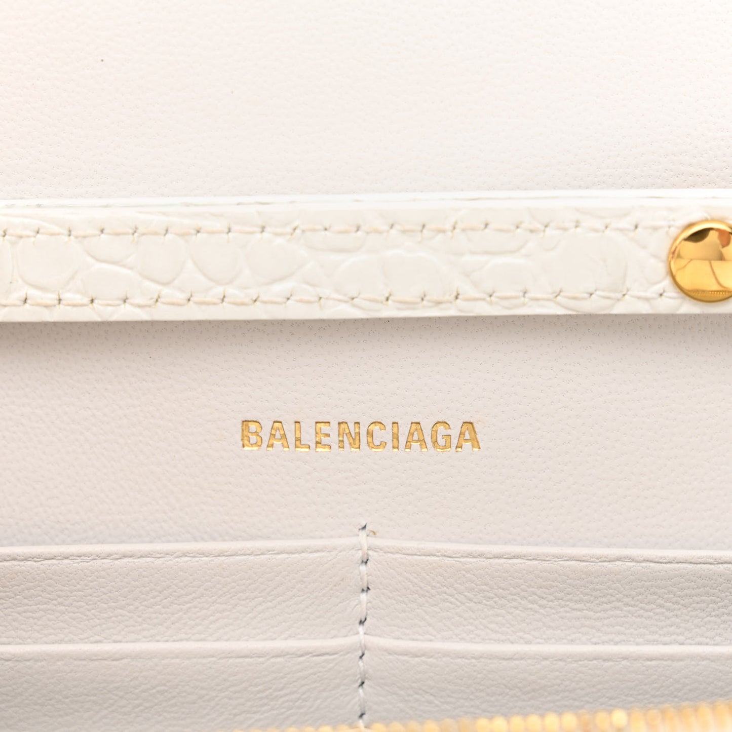 Shiny Calfskin Crocodile Embossed Hourglass Chain Bag White