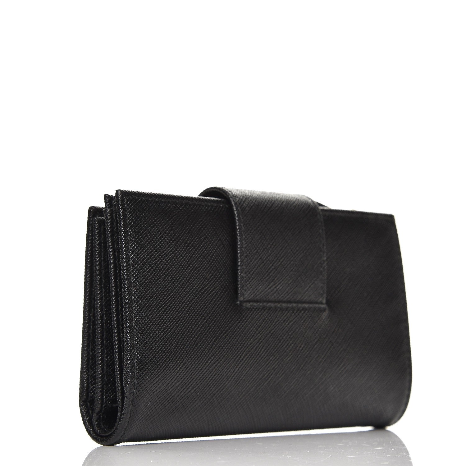 Prada Saffiano Metal Tab Wallet Nero Black 3 of 6