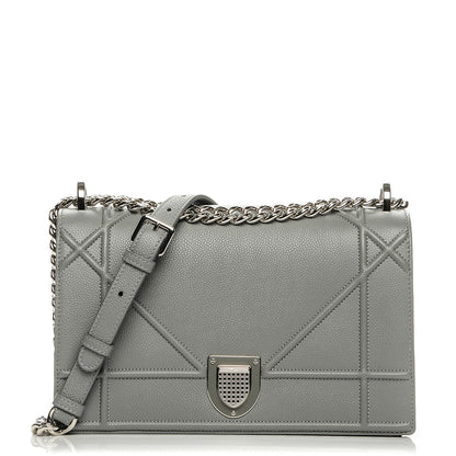 Christian Dior Grained Calfskin Medium Diorama Flap Bag Gris 1 of 7