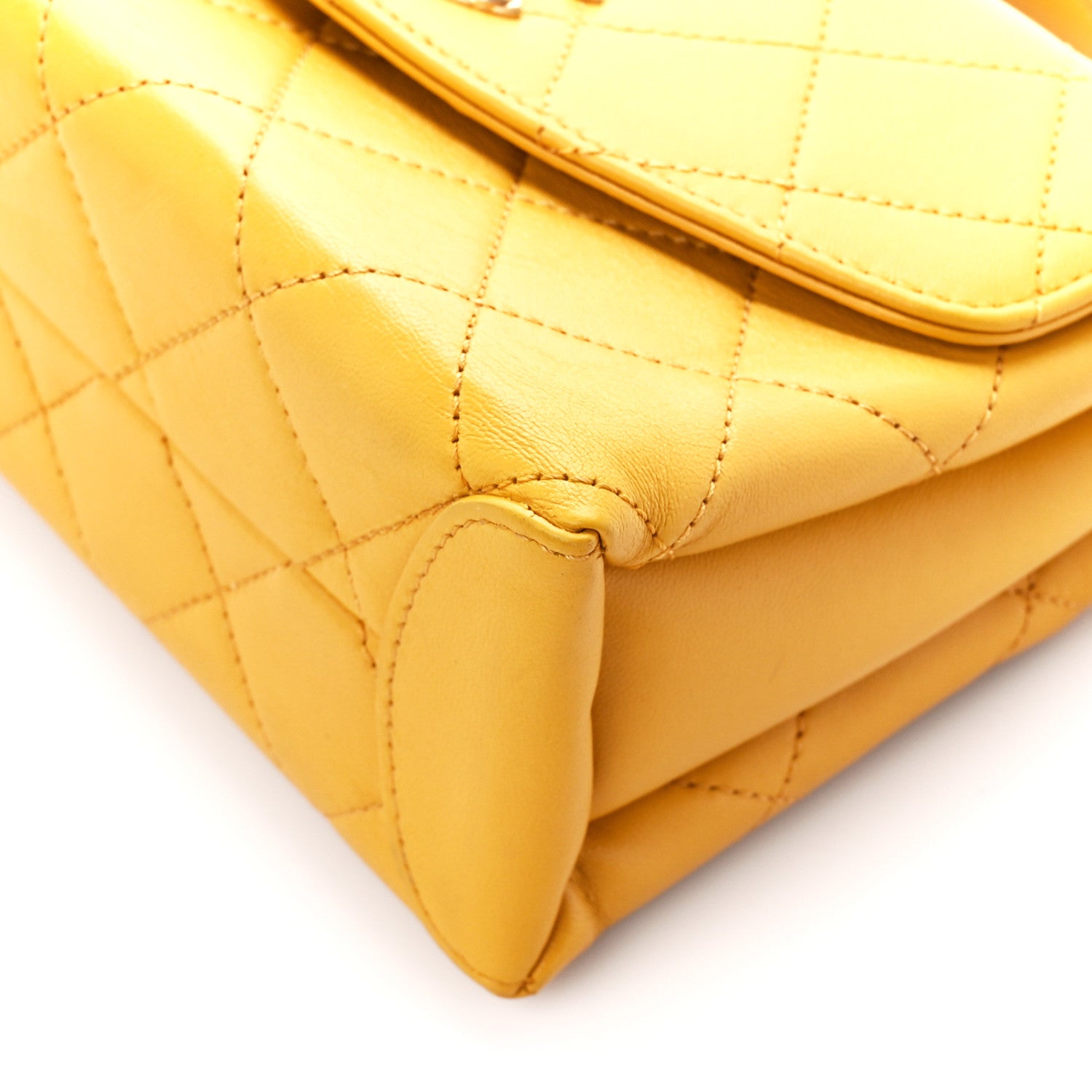 Chanel Lambskin Quilted Trendy Spirit Top Handle Flap Yellow 10 of 11
