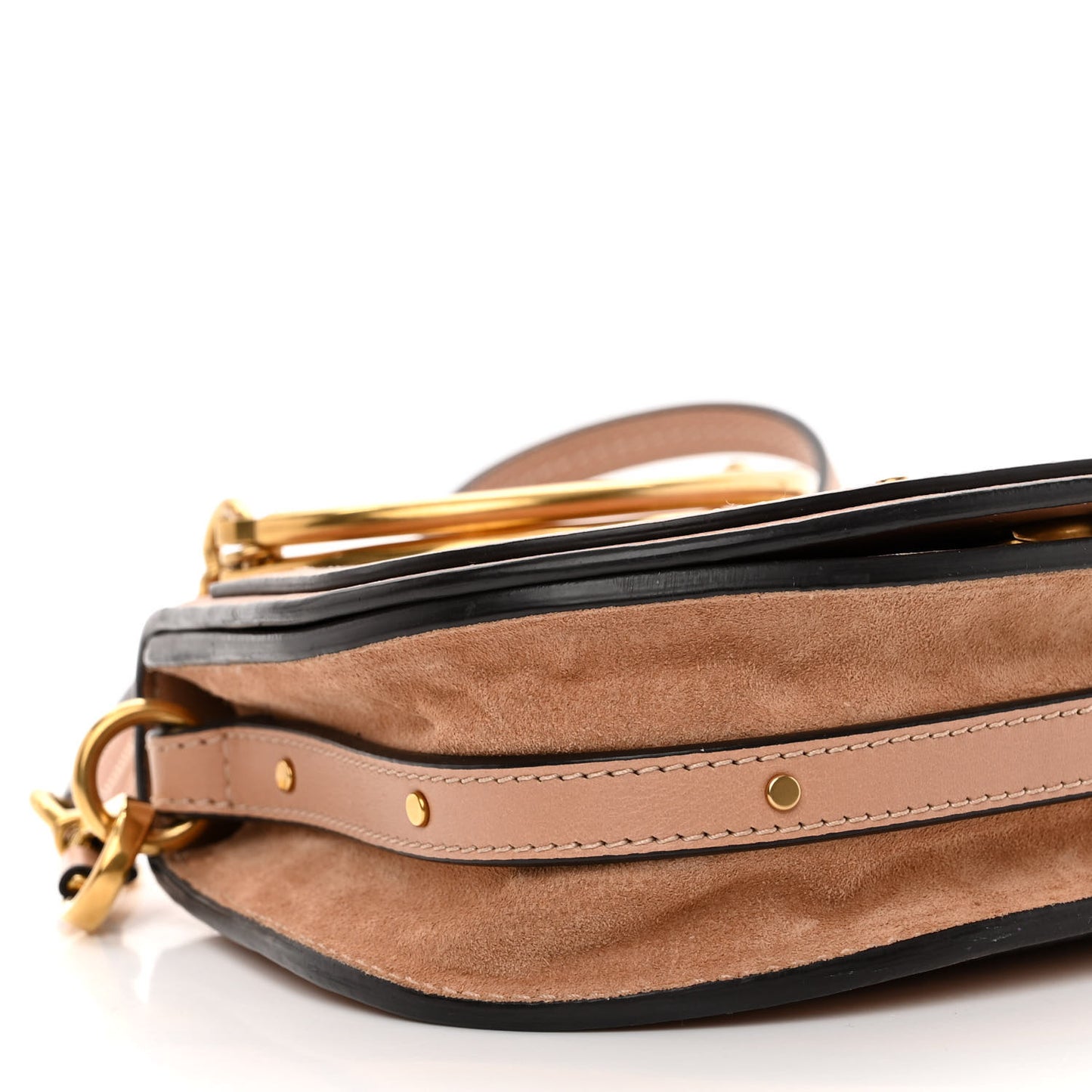 Calfskin Suede Small Nile Bracelet Bag Biscotti Beige
