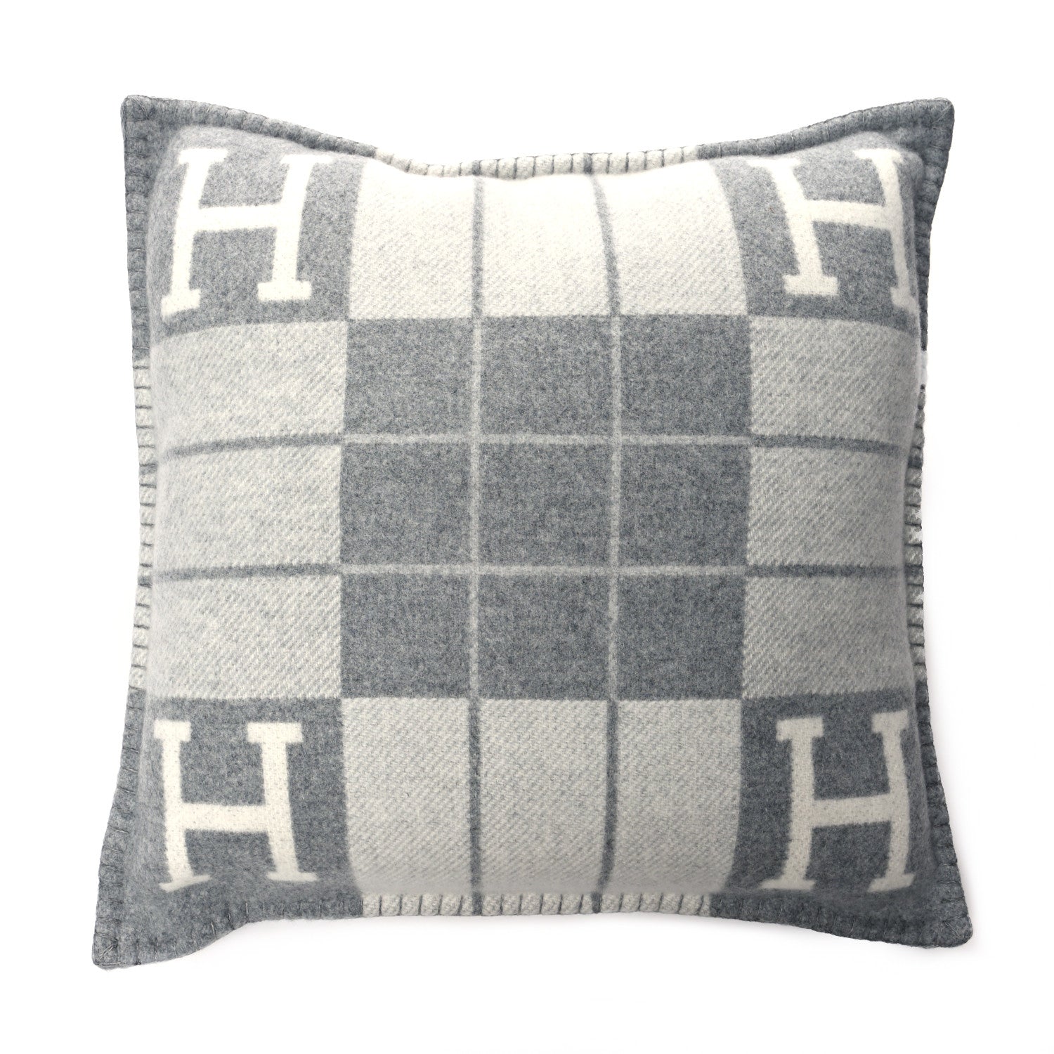 Hermes Wool Cashmere Avalon III Pillow PM Ecru Gris Clair 1 of 3
