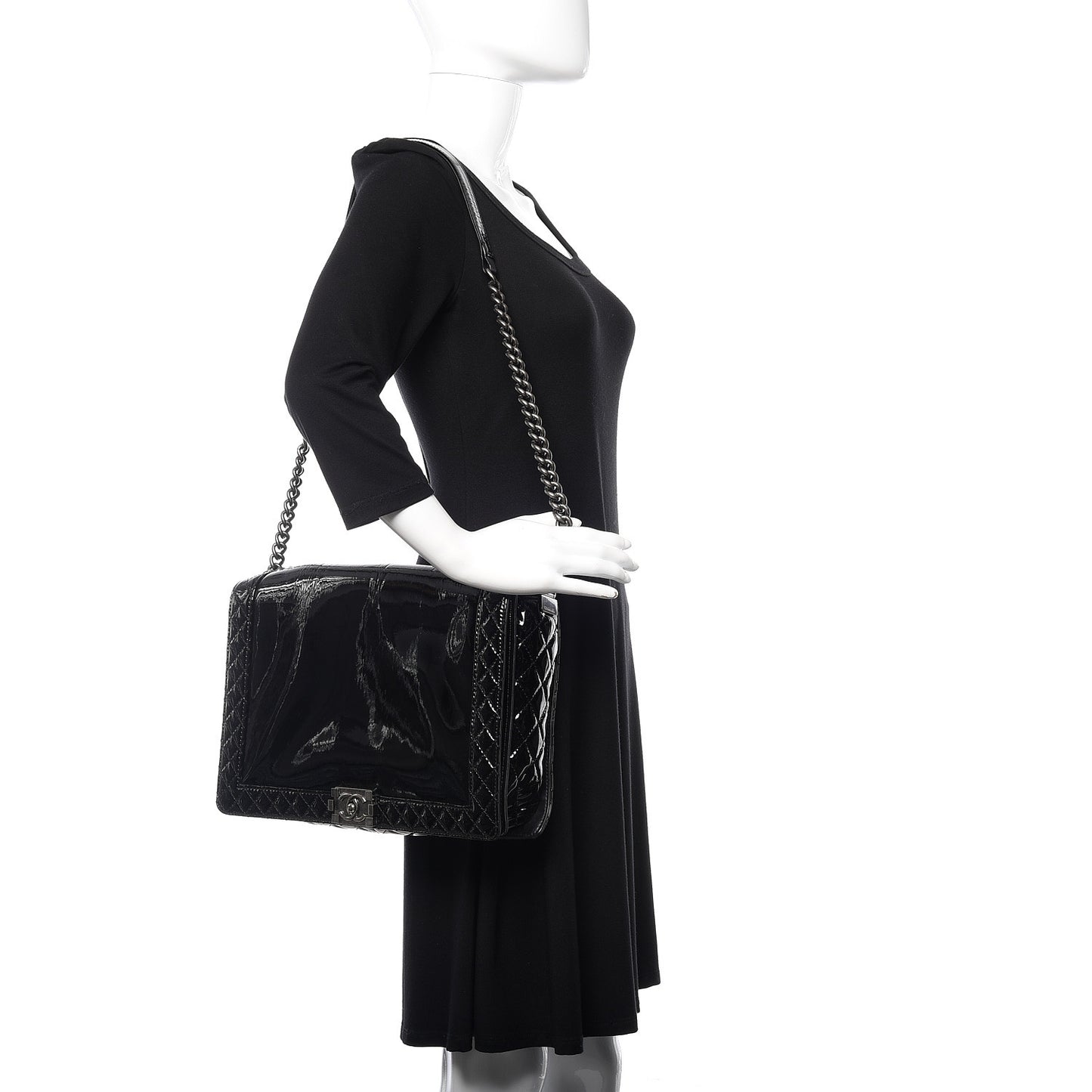 Patent Large Boy Reverso Flap Black