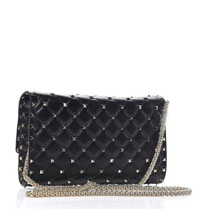 Valentino Garavani Lambskin Rockstud Spike Wallet on Chain Black 3 of 10