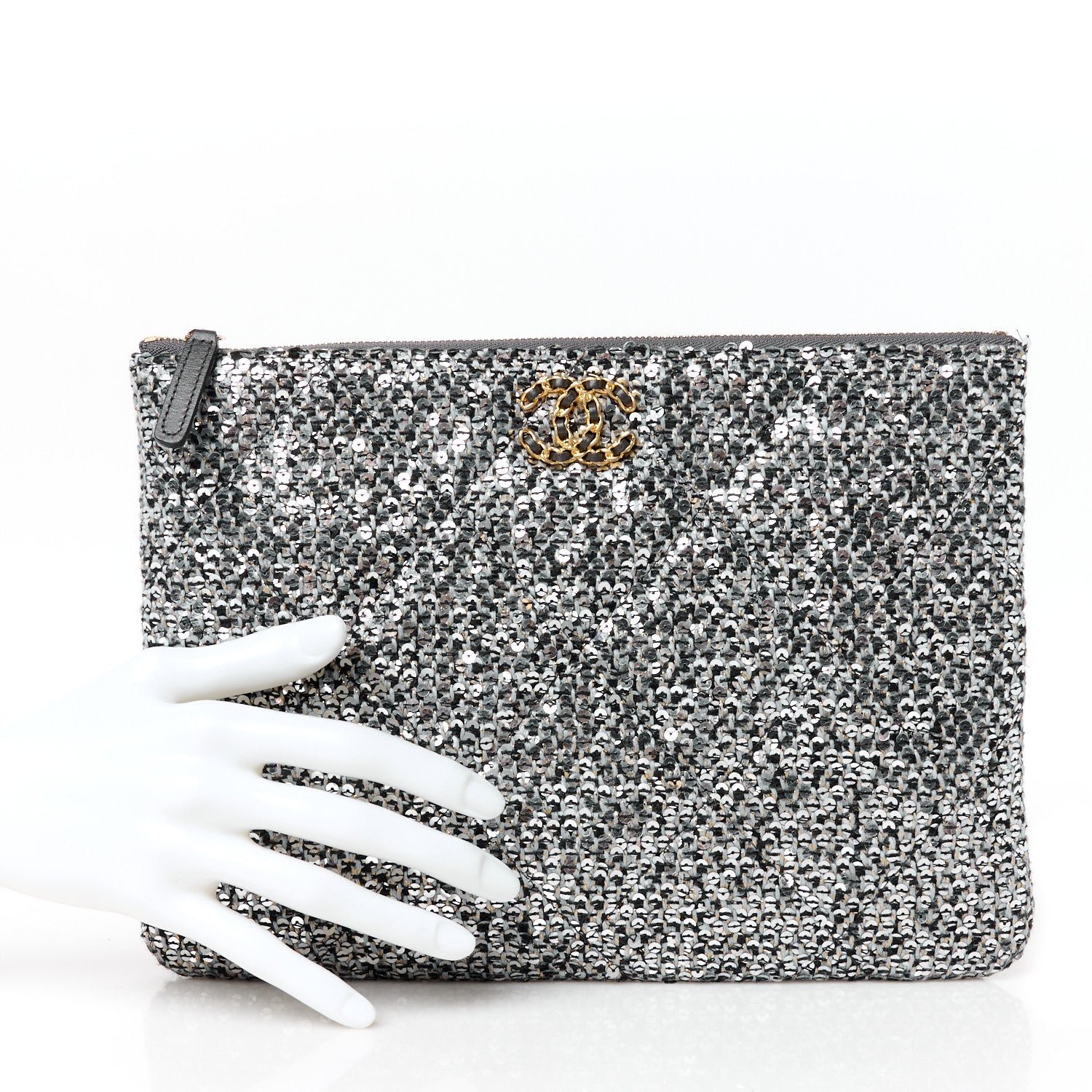 Chanel Sequins Medium 19 Pouch Silver 2 of 10