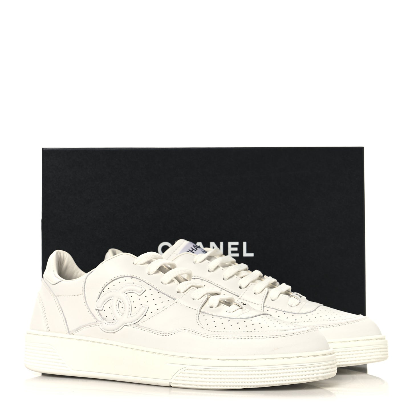 Calfskin CC Womens Sneakers 42 White