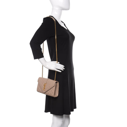 Saint Laurent Grain De Poudre Textured Mixed Matelasse Triquilt Small Monogram Satchel Nude Powder 2 of 10