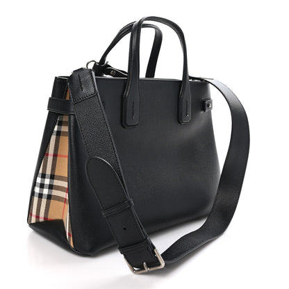 Burberry Derby Calfskin Vintage Check Medium Banner Tote Black 3 of 11